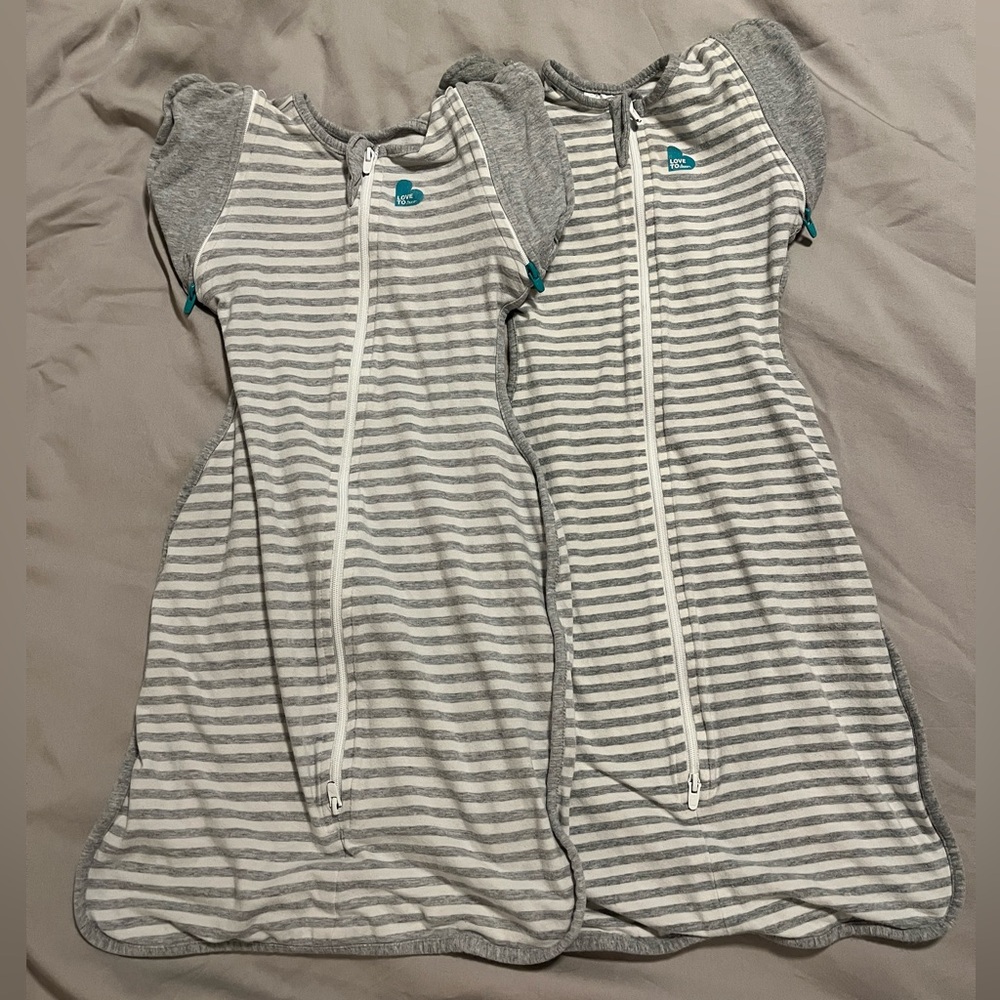 Love to Dream Swaddle up Transitional sleeping sack - gray stripe - set of 2